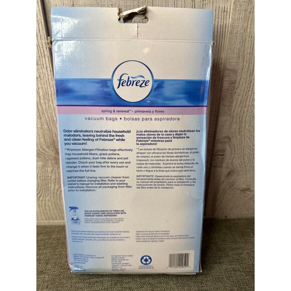Febreze Vacuum Bags 8 Pk Electrolux S Models Premium Allergen Filtration 2 Boxes - Picture 5 of 6